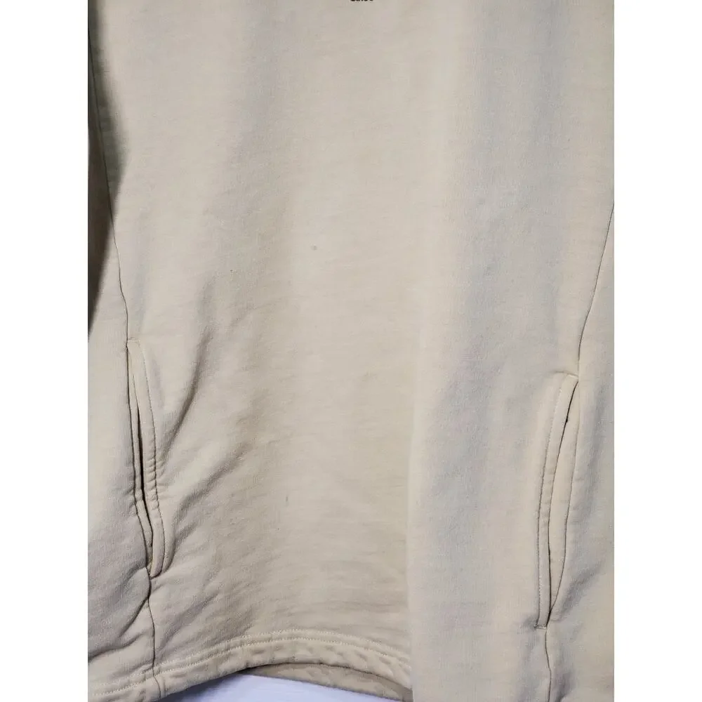 The North Face Hoodie Beige Tan Pullover Sweatshirt Mens Medium Graphic Back